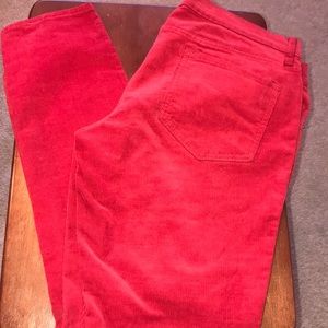 Red Corduroy Low-rise Ankle Pant